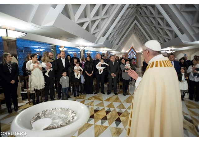 Pope Francis Baptises Babies In Santa Marta Chapel